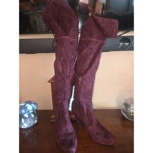 Unisa Saromi Burgundy Faux Suede Over-The-Knee Boots - Size 7 VGUC